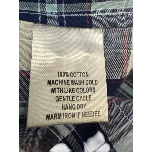 2/$30 Untuckit Women's 12 Long Sleeve Plaid Shirt Size Blue/White/Red - Picture 4 of 13